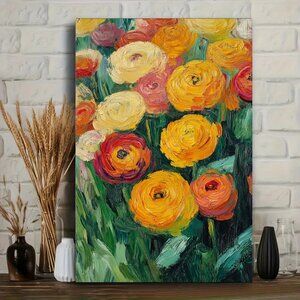 2D Flat Vintage Poster Room Aesthetic, Retro Wall Art Colorful Marigold Flowers